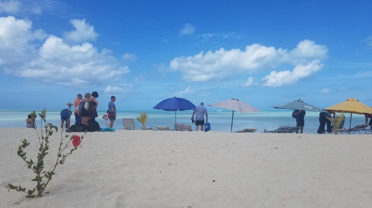 Sharing the beach with tourists and cruisers in the daytime.